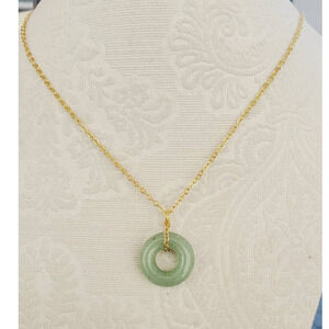 Stunning Green Aventurine Pendant Necklace with Slim Gold 18" Chain
